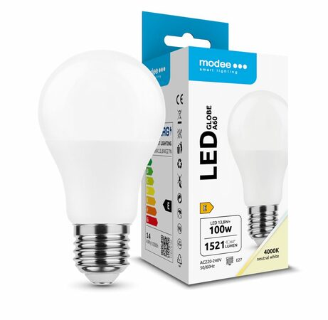 Modee E27 13,8W A60 LED studená 4000K