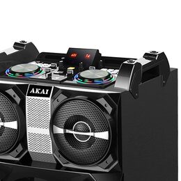 Reproduktor AKAI, DJ-T5, přenosný, bluetooth, FM rádio, dálkové ovládání,
mikro