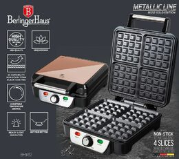 BERLINGERHAUS Vaflovač na 4 vafle Rosegold Metallic Line BH-9452