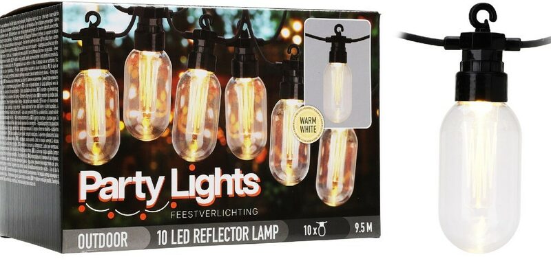 PROGARDEN Světelný řetěz žárovky  LED PARTY 10 ks 9,5m KO-AF5300220