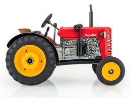 Traktor Zetor 25A červený na klíček kov 15cm 1:25 v krabičce Kovap