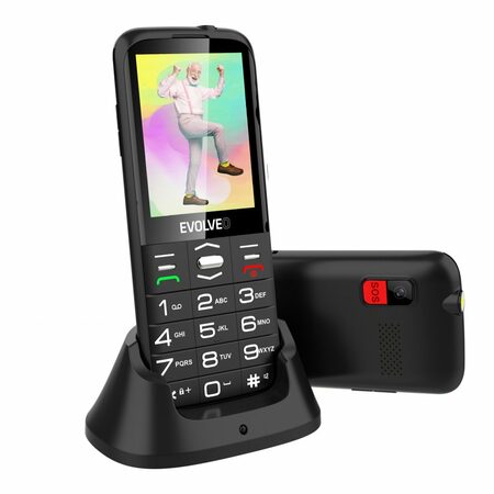 EVOLVEO EasyPhone XO, mobilní telefon pro seniory s nabíjecím stojánkem (černá b