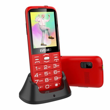 EVOLVEO EasyPhone XO, mobilní telefon pro seniory s nabíjecím stojánkem (červená