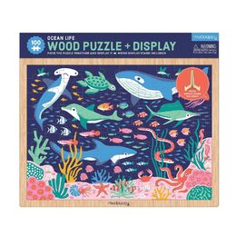 Mudpuppy Dřevěné puzzle Život v oceánu + stojan 100 dílků