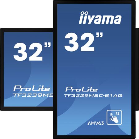 Dotykový monitor IIYAMA 32" TF3239MSC-B1AG: AMVA, FullHD, capacitive, 12P, 500cd/m2, VGA, HDMI, DP, 24/7, IP54, černý