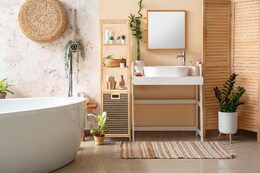 Koš na prádlo G21 30 l s policemi, bambusový