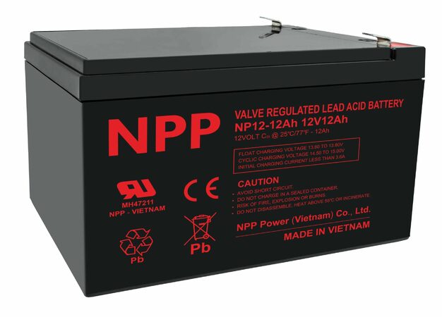 NPP NP 12-12Ah (12V; 12Ah; faston 6,3mm)