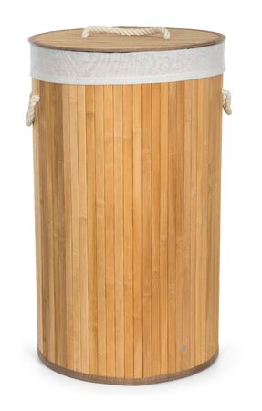 Koš na prádlo G21 55 l, bambusový kulatý s bílým košem