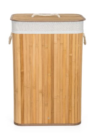 Koš na prádlo G21 72 l, bambusový s bílým košem