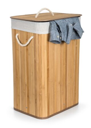 Koš na prádlo G21 72 l, bambusový s bílým košem