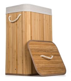 Koš na prádlo G21 72 l, bambusový s bílým košem