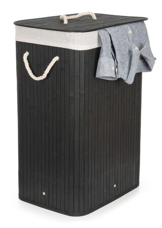 Koš na prádlo G21 72 l, bambusový černý s bílým košem