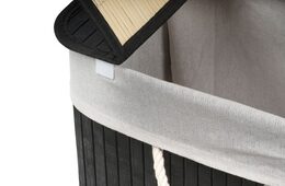 Koš na prádlo G21 150 l s rozdělovači, bambusový černý s bílým košem
