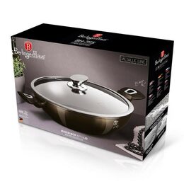 BERLINGERHAUS Wok pánev s poklicí s mramorovým povrchem 30 cm Shiny Black Edition BH-7115