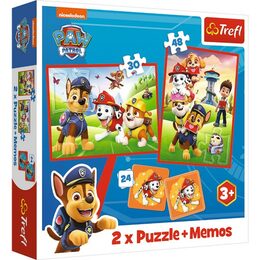 Puzzle 2v1 + pexeso Psí tým Tlapková patrola/Paw Patrol 27,5x20,5cm v krabici 28x28x6cm