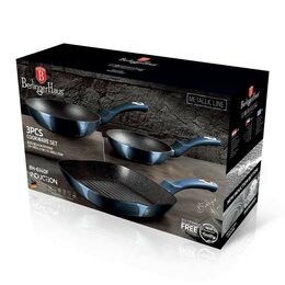 BERLINGERHAUS Sada pánví s mramorovým povrchem 3 ks Aquamarine Metallic Line BH-6140
