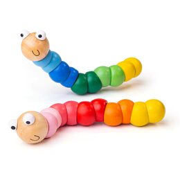 Bigjigs Toys dřevěné hračky - Barevný červík červená