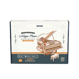 RoboTime 3D Dřevěná hrací skříňka Kouzelné piano (mechanický pohon)