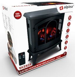 ALPINA Elektrické topení a krb s LED plameny 1800W VICENZA ED-216313