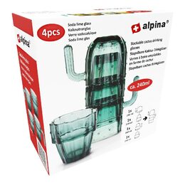 ALPINA Sklenice na limonádu stohovatelné sada 4 ks kaktus ED-223999