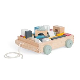 Bigjigs Toys Vozík s dřevěnými kostkami