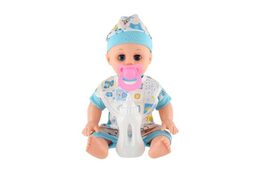 Panenka miminko plast 32cm pevné tělo pijící, čůrající na baterie se zvukem s doplňky v sáčku