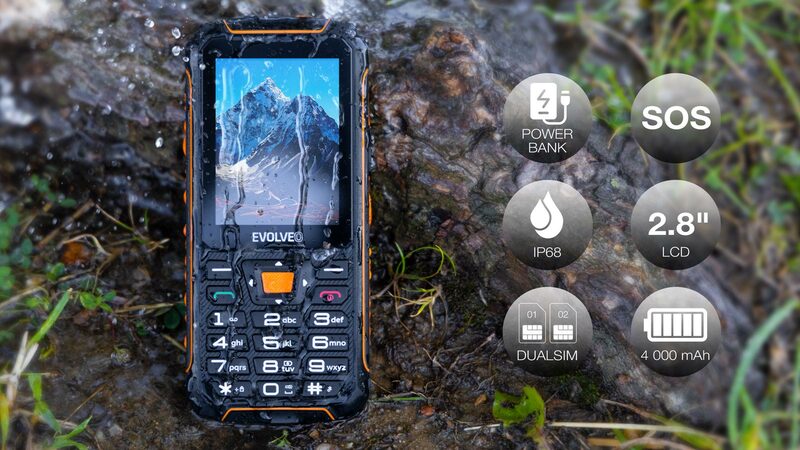 EVOLVEO StrongPhone Z6, vodotěsný odolný Dual SIM telefon, černo-oranžová