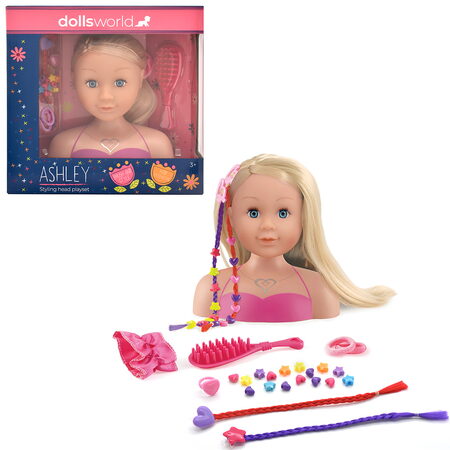 Dolls World - Česací hlava Ashley - blondýnka 21 cm