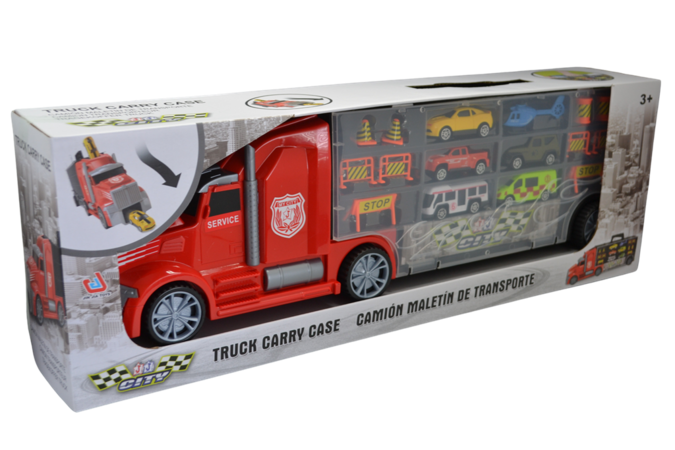 CITY SERVICE CAR - 1:16 Tahač s auty a vrtulníkem 55 cm