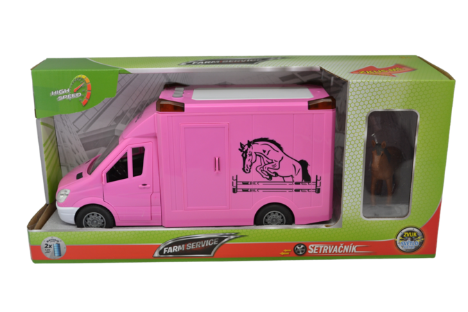 CITY SERVICE CAR - 1:14 Transport koní - růžový