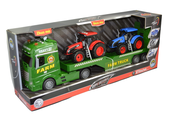 CITY SERVICE CAR - 1:12 Farmářský tahač s vlekem a 2 traktory