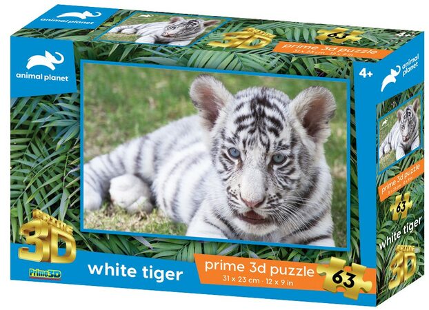 PRIME 3D PUZZLE - Bílý tygr 63 dílků 10711