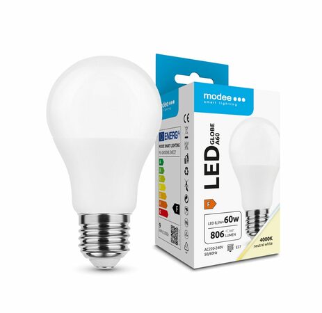 Modee E27 8,5W LED 4000K A60 studená