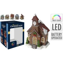 HOMESTYLING Vánoční dekorace s LED osvětlením domek s růžovou střechou KO-AAA910150ruzo