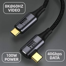Kabel GEN 3x2 USB4™ 40Gbps 8K@60Hz Thunderbolt 3 zahnutý, 1,2m