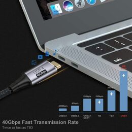 Kabel GEN 3x2 USB4™ 40Gbps 8K@60Hz Thunderbolt 3 zahnutý, 1,2m