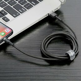 Datový kabel Baseus Cafule Lightning 1m 2,4A šedo-černý