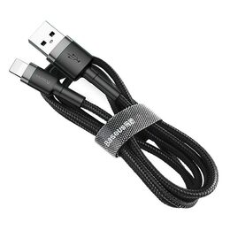 Datový kabel Baseus Cafule Lightning 1m 2,4A šedo-černý