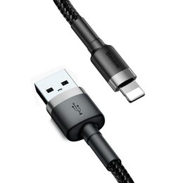 Datový kabel Baseus Cafule Lightning 1m 2,4A šedo-černý