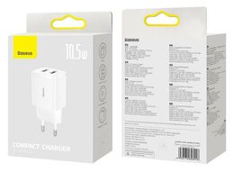 Nabíječka do sítě Baseus Compact 2xUSB 10,5W bílá