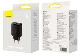 Nabíječka do sítě Baseus Compact 3xUSB 17W černá