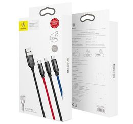 Datový kabel Baseus 3v1 microUSB+Lightning+USB-C 1,2m 3,5A