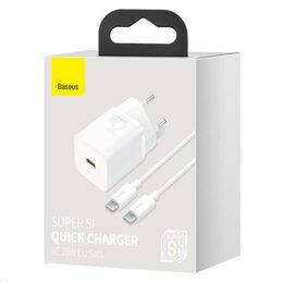 Rychlonabíječka do sítě Baseus Super Si USB-C PD QC 25W (s kabelem USB-C na USB-C) bílá