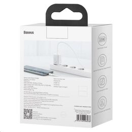 Rychlonabíječka do sítě Baseus Super Si USB-C PD QC 25W (s kabelem USB-C na USB-C) bílá