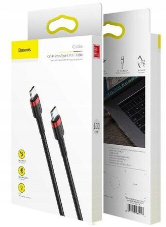 Datový kabel Baseus Cafule USB-C PD2.0 1m 60W (20V 3A) černo-červený