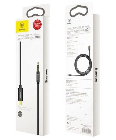 Audio kabel Baseus Yiven z USB-C na Jack 3,5mm jack černý