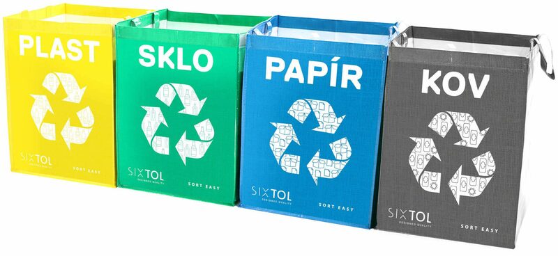 Sada Sixtol Tašky na tříděný odpad Sort Easy 4 Metal, 30 x 30 x 40 cm, 4 x 36 l, 4 ks