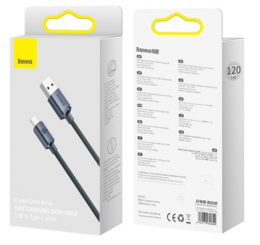 Datový kabel Baseus Crystal Shine Series USB-C - USB-C 1,2m 100W (20V/5A) černý