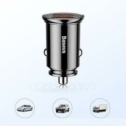 Rychlonabíječka do auta Baseus 2xUSB QC3.0 30W černá