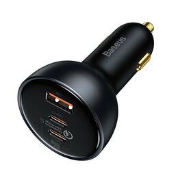 Nabíječka do auta Baseus 1x USB-A 2x USB-C Quick Charge 5 160W šedá + kabel USB-C